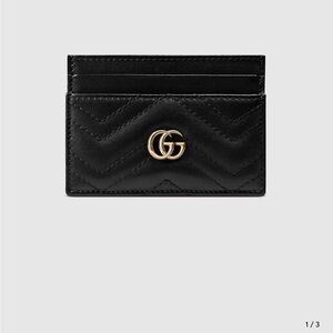 Gucci Black Leather Card Holder with Gold Logo